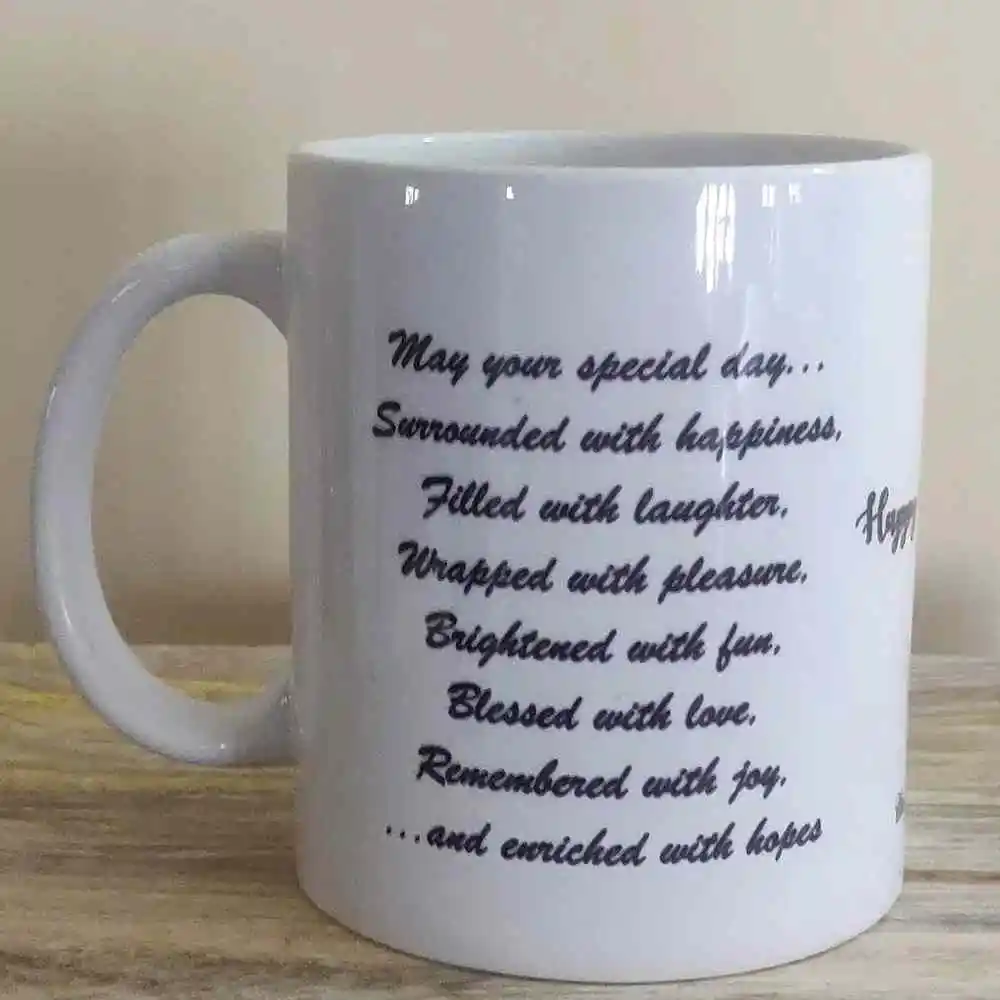 Personalized Birthday Text with Photo Mug